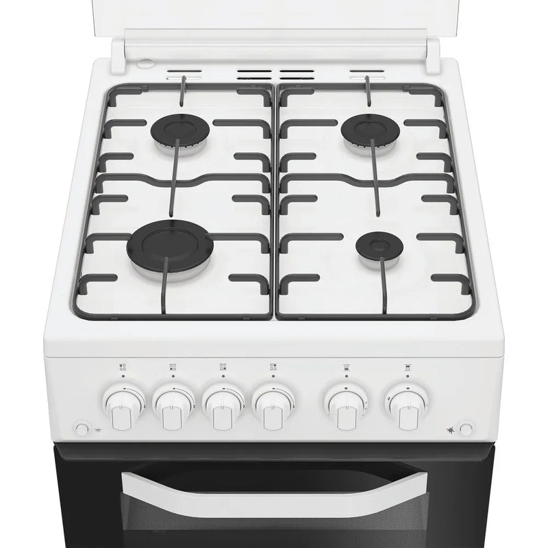 Hotpoint HDG5GCW 50cm Freestanding Gas Cooker – Double Oven, 4 Burner Hob – White (A+ Rated)