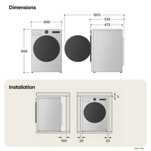 LG Series 3 AI Direct Drive W2X5085TLB 8kg/5kg 1200rpm Washer Dryer – Steam & Wi‑Fi – White (A Rated)