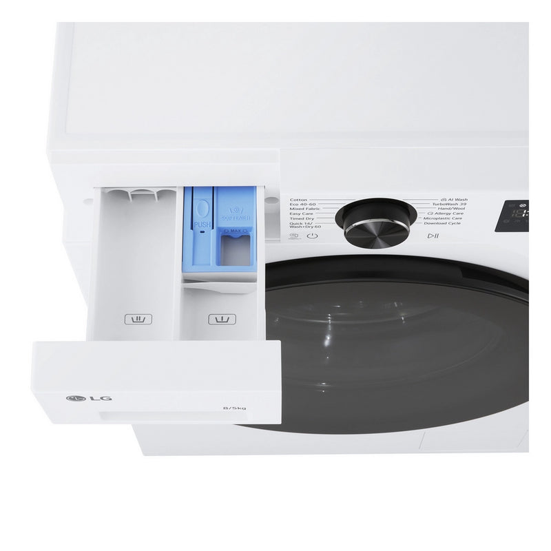 LG Series 3 AI Direct Drive W2X5085TLB 8kg/5kg 1200rpm Washer Dryer – Steam & Wi‑Fi – White (A Rated)