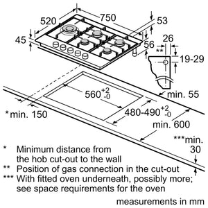Neff T27CIS8N0 N70 75cm Gas Hob