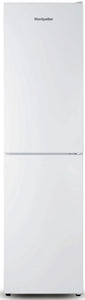A white two-door refrigerator with a top freezer compartment, shown against a plain white background.