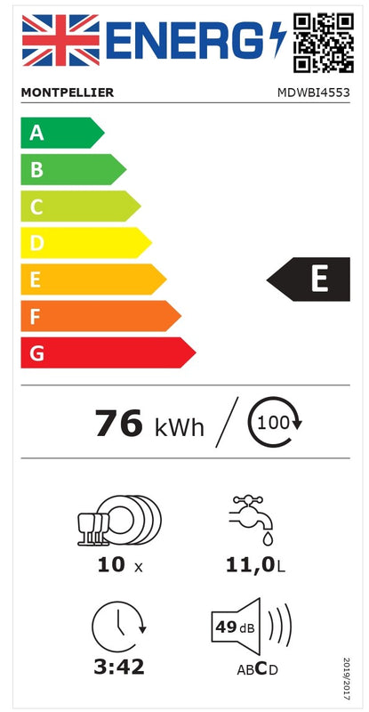 Montpellier MDWBI4553 Integrated Slim Dishwasher - DB Domestic Appliances