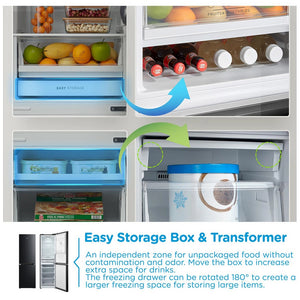 Midea MDRB379FGD30 Total No Frost Black Freestanding Fridge Freezer