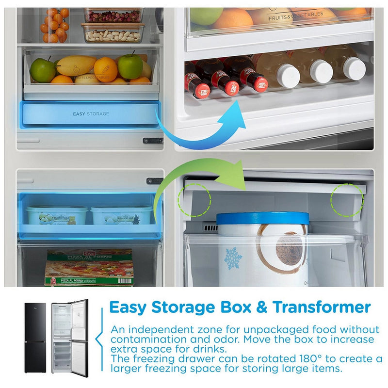Midea MDRB379FGD30 Total No Frost Black Freestanding Fridge Freezer