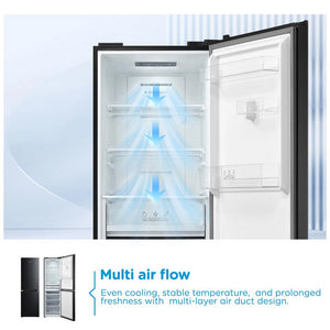 Midea MDRB379FGD30 Total No Frost Black Freestanding Fridge Freezer