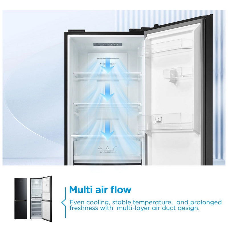 Midea MDRB379FGD30 Total No Frost Black Freestanding Fridge Freezer