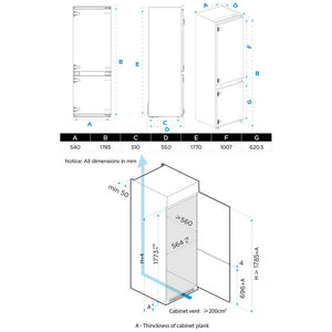 Midea MDRE379FGE01D 70/30 Static Integrated Fridge Freezer
