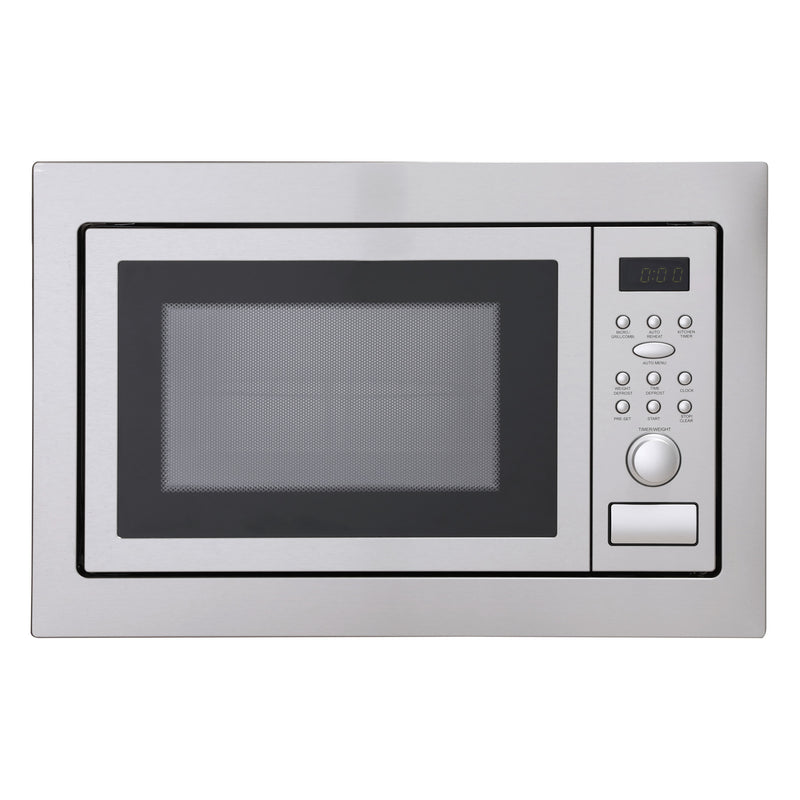Montpellier MWBI90025 25L Built-In Microwave with Grill – 900–1000W, Dial Controls – Stainless Steel