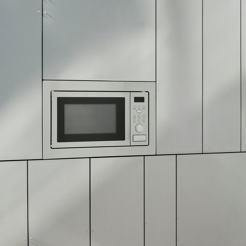 Montpellier MWBI90025 25L Built-In Microwave with Grill – 900–1000W, Dial Controls – Stainless Steel