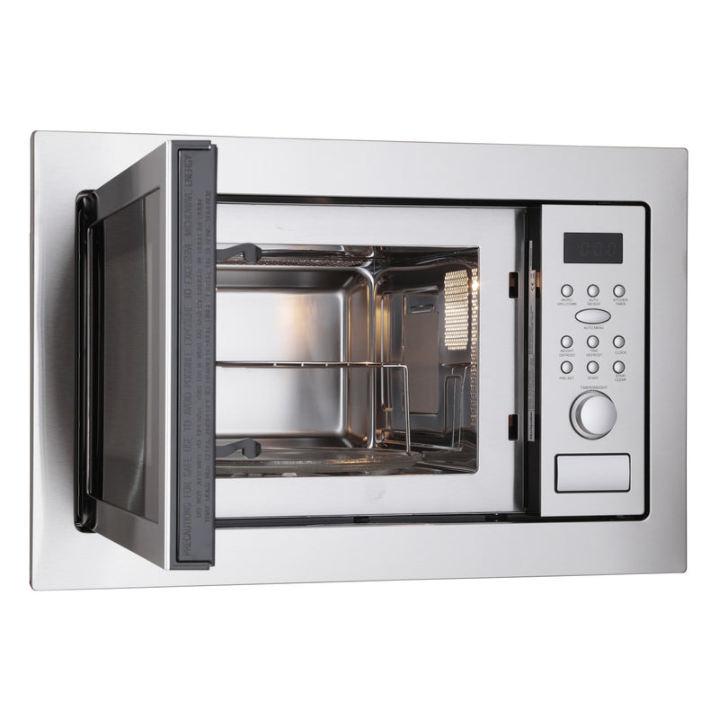 Montpellier MWBI90025 25L Built-In Microwave with Grill – 900–1000W, Dial Controls – Stainless Steel