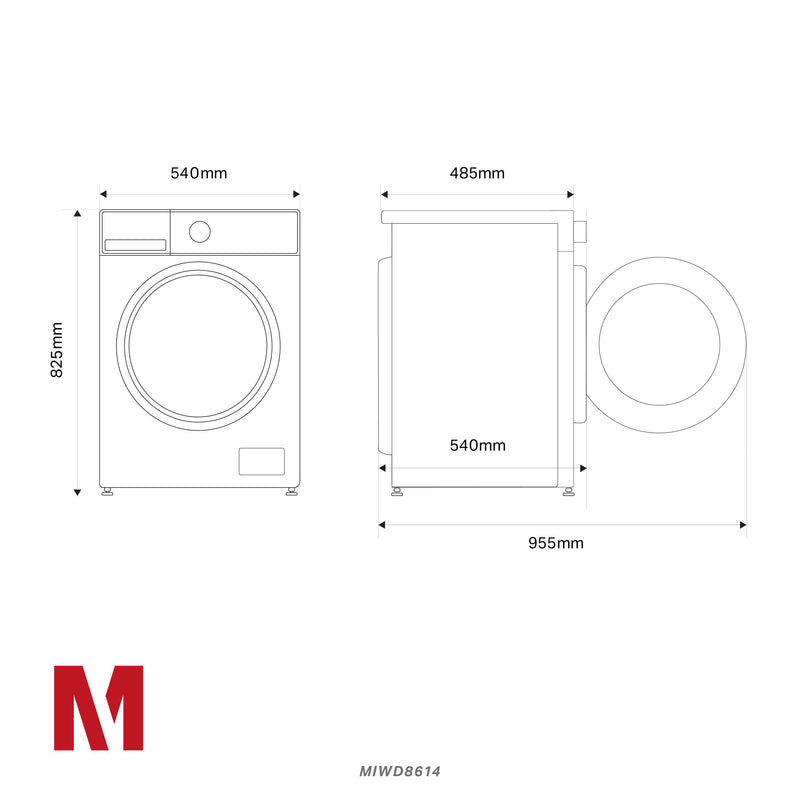 Montpellier MIWD8614 8kg/6kg 1400rpm Integrated Washer Dryer