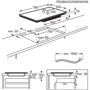 AEG IAX84411CB 7000 SenseBoil 80cm Induction Hob