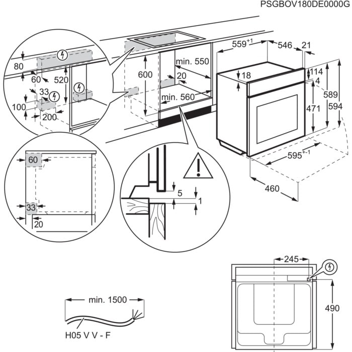 AEG 6000 Series OS6AB50AK Built In Electric Single Oven