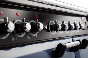 Rangemaster Classic Deluxe 100cm Dual Fuel Range Cooker Range Cooker Regal Blue with Brass