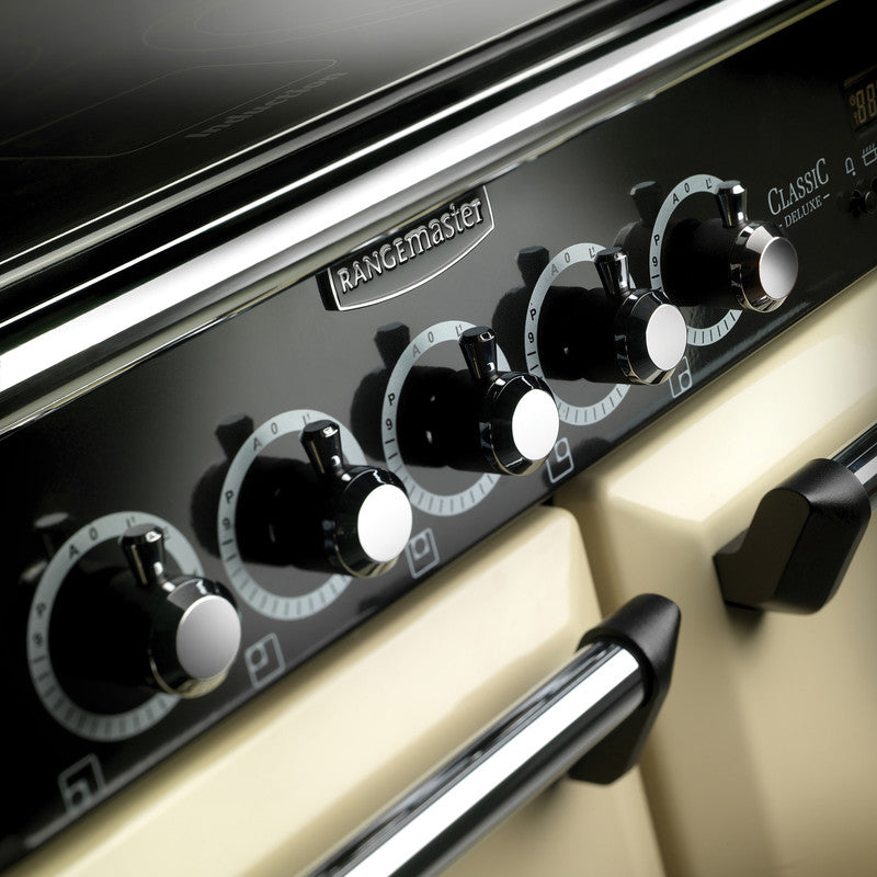 Rangemaster Classic Deluxe 100cm Induction Range Cooker Cream with Chrome