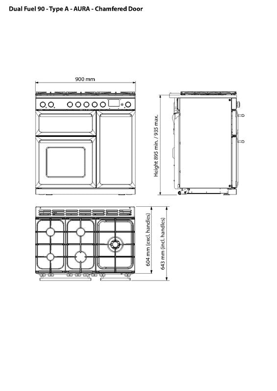 Rangemaster AURA AURA90DFPCBL/BN1 90cm Dual Fuel - Charcoal Black with Brushed Nickel