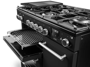 Rangemaster AURA AURA90DFPCBL/BN1 90cm Dual Fuel - Charcoal Black with Brushed Nickel