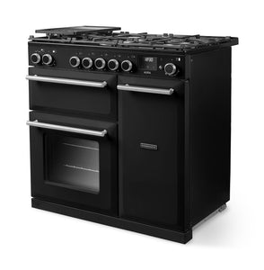 Rangemaster AURA AURA90DFPCBL/BN1 90cm Dual Fuel - Charcoal Black with Brushed Nickel