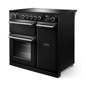 Rangemaster Aura AURA90EIPCBL/BN1 90cm Induction Range Cooker - Charcoal Black with Brushed Nickel Trim