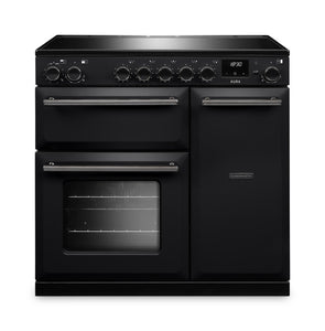 Rangemaster Aura AURA90EIPCBL/YX1 90cm Induction Range Cooker - Charcoal Black with Onyx Trim