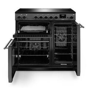 Rangemaster Aura AURA90EIPCBL/YX1 90cm Induction Range Cooker - Charcoal Black with Onyx Trim