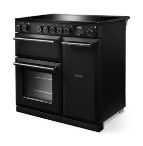 Rangemaster Aura AURA90EIPCBL/YX1 90cm Induction Range Cooker - Charcoal Black with Onyx Trim