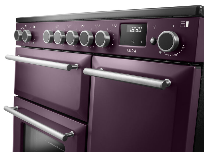 Rangemaster Aura AURA90EIPPLM/BN1 90cm Induction Range Cooker - Plum with Brushed Nickel Trim