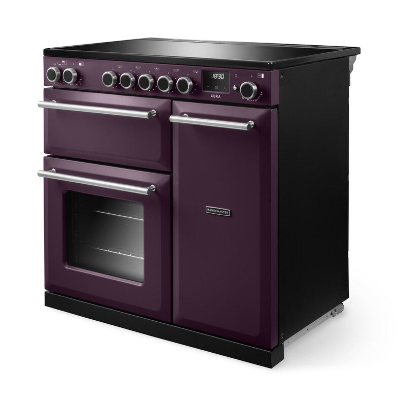 Rangemaster Aura AURA90EIPPLM/BN1 90cm Induction Range Cooker - Plum with Brushed Nickel Trim
