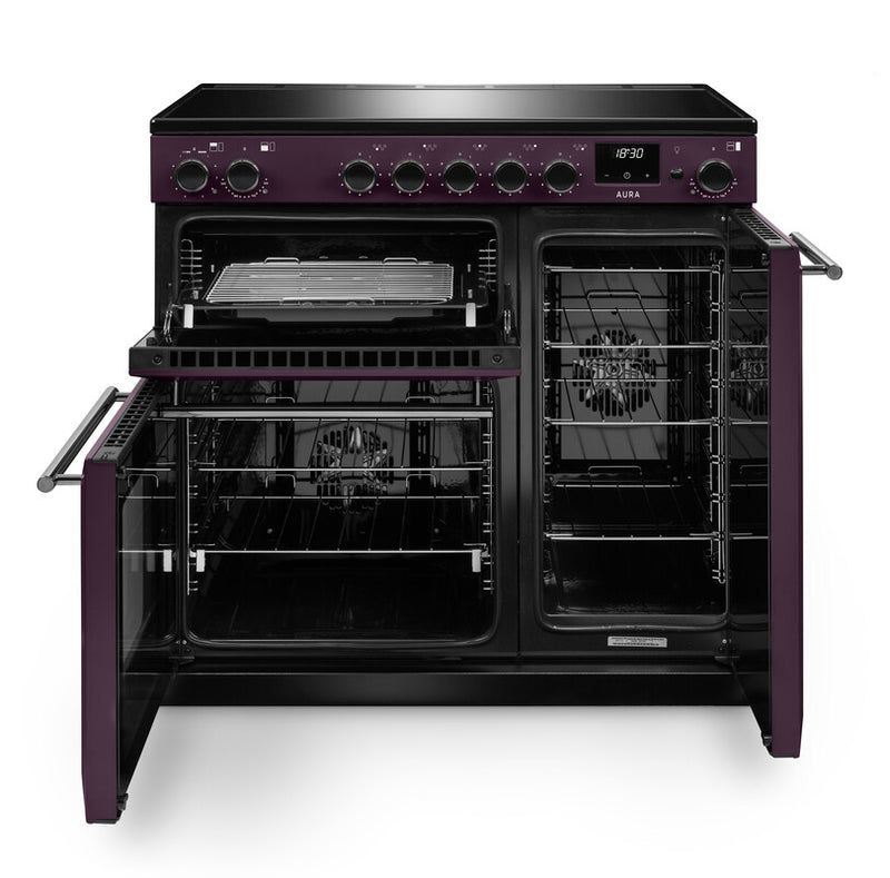 Rangemaster Aura AURA90EIPPLM/YX1 90cm Induction Range Cooker - Plum with Onyx Trim