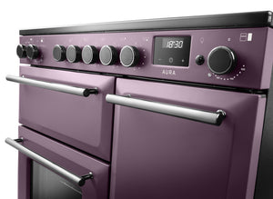 Rangemaster Aura AURA90EIPPLM/YX1 90cm Induction Range Cooker - Plum with Onyx Trim