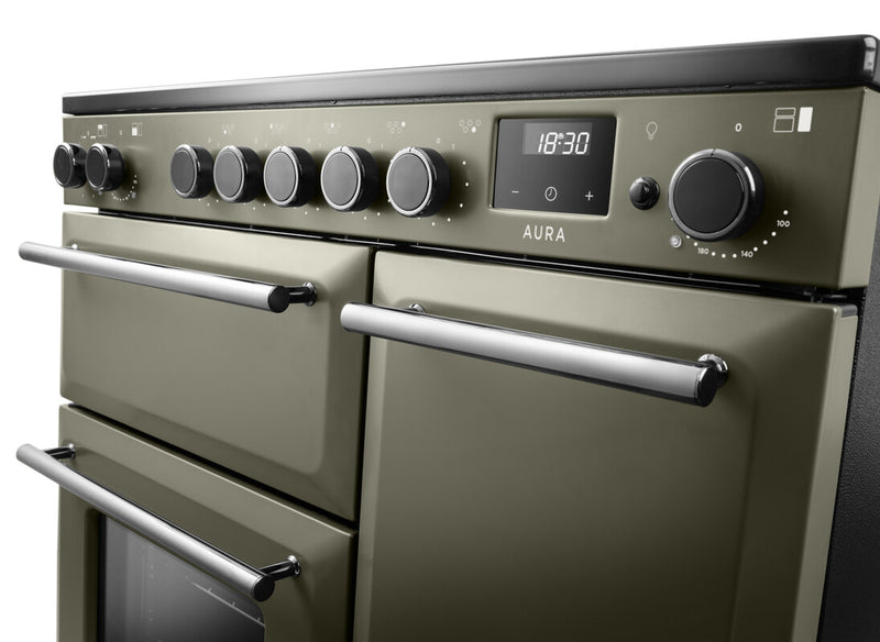Rangemaster Aura AURA90EIPRBD/YX1 90cm Induction Range Cooker - River Bed with Onyx Trim