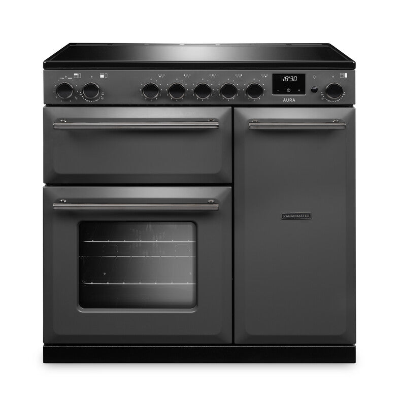 Rangemaster Aura AURA90EIPSLT/YX1 90cm Induction Range Cooker - Slate with Onyx Trim