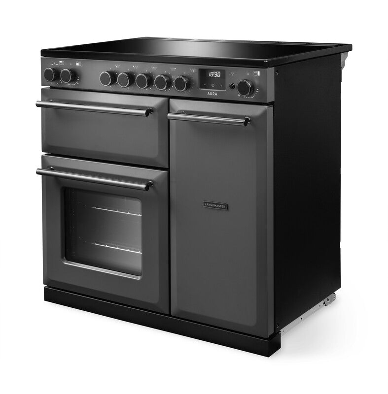 Rangemaster Aura AURA90EIPSLT/YX1 90cm Induction Range Cooker - Slate with Onyx Trim