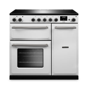 Rangemaster Aura AURA90EIPWHT/BN1 90cm Induction Range Cooker - White with Brushed Nickel Trim