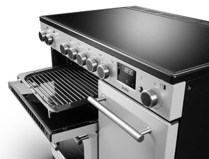 Rangemaster Aura AURA90EIPWHT/BN1 90cm Induction Range Cooker - White with Brushed Nickel Trim