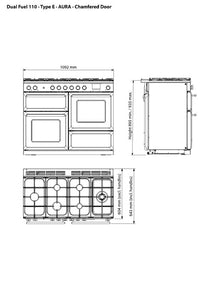 Rangemaster Aura AURAO110DFPSLT/YX1 110cm Dual Fuel Range Cooker - Slate with Onyx Trim
