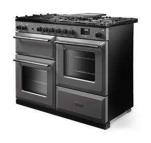 Rangemaster Aura AURAO110DFPSLT/YX1 110cm Dual Fuel Range Cooker - Slate with Onyx Trim