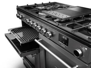 Rangemaster Aura AURAO110DFPSLT/YX1 110cm Dual Fuel Range Cooker - Slate with Onyx Trim