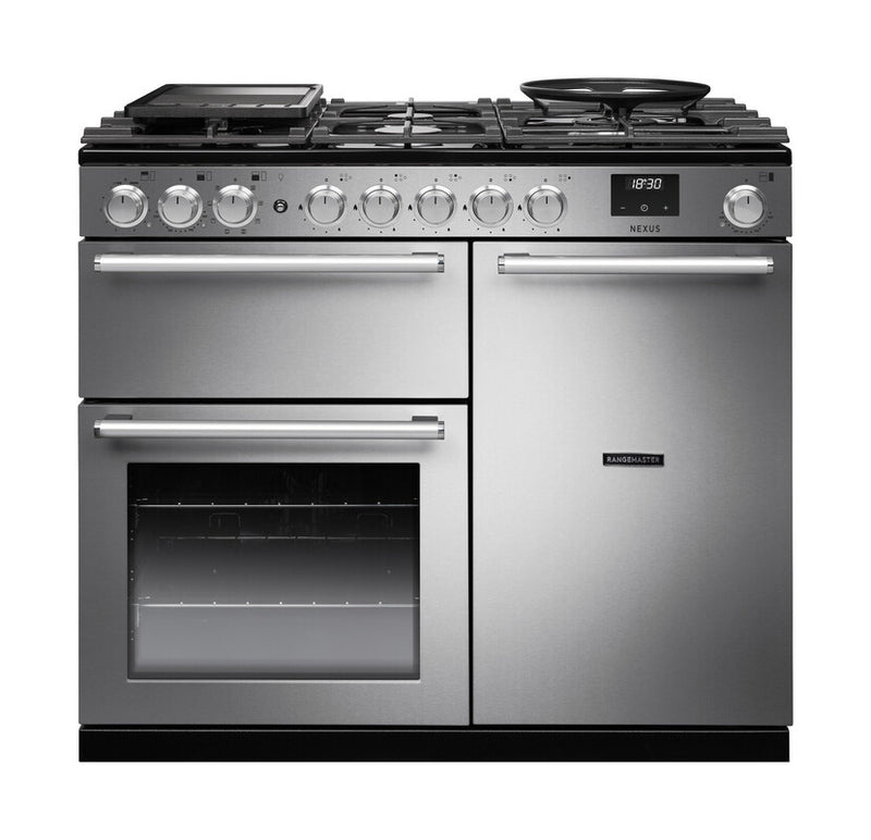 Rangemaster Nexus NEX100DFSTST/CM1 100cm Dual Fuel Range Cooker - Stainless Steel & Chrome Trim