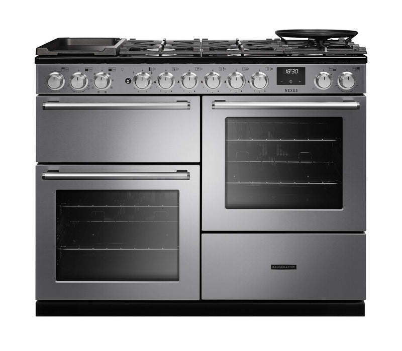 Rangemaster Nexus NEXO110DFSTST/CM1 110cm Dual Fuel Range Cooker - Stainless Steel & Chrome Trim