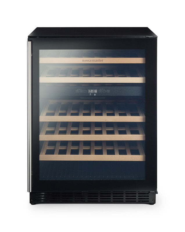 Rangemaster RDZ6046BL 60cm Wine Cooler - 46 Bottle Capacity - Black & Stainless Steel Trim