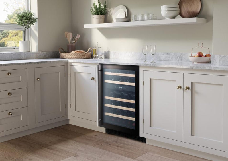 Rangemaster RDZ6046BL 60cm Wine Cooler - 46 Bottle Capacity - Black & Stainless Steel Trim