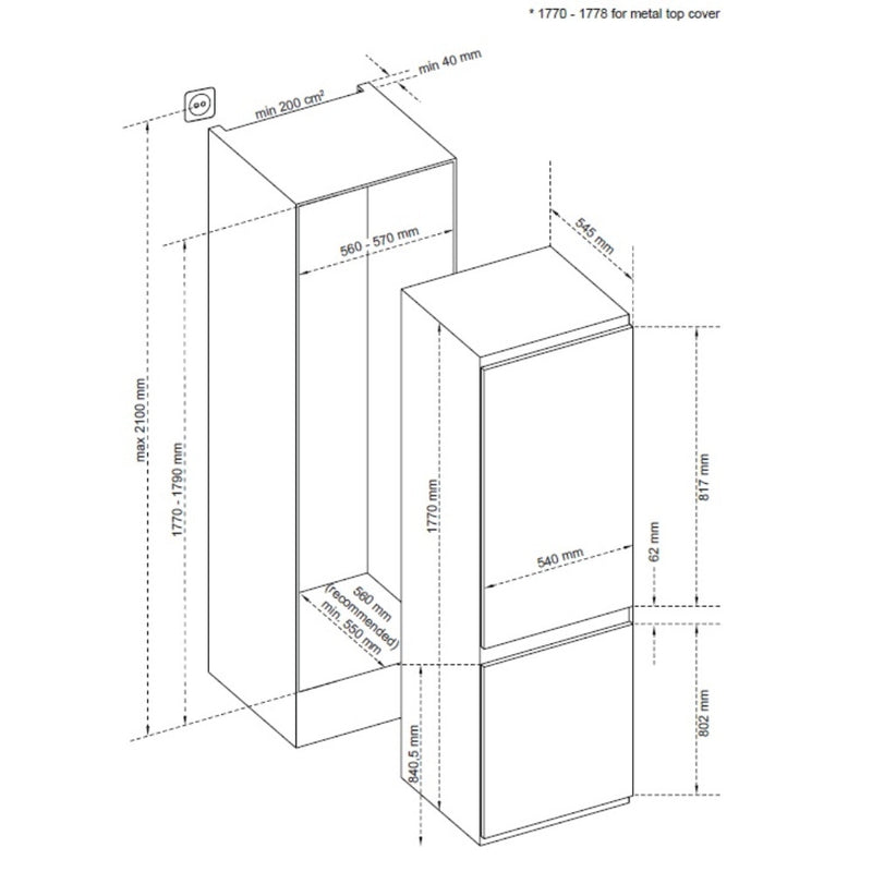 Sensis RFCMBI015450EW 50/50 Integrated Frost Free Fridge Freezer