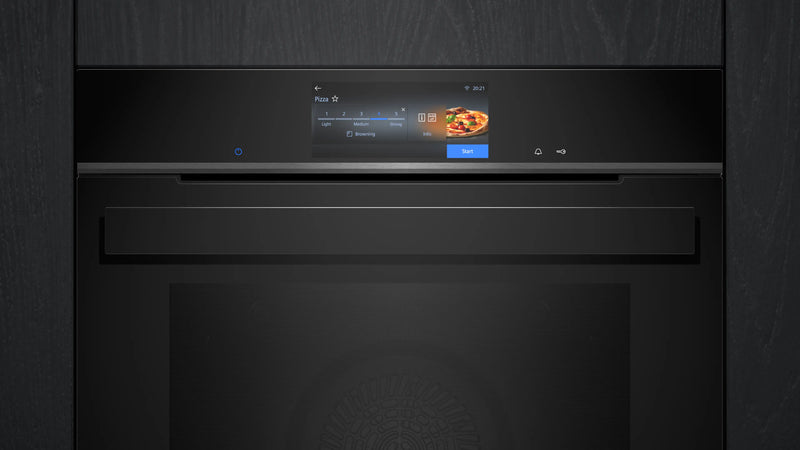 Siemens iQ700 HS958GED1B Built-In Electric Single Oven with Full Steam – 71L, Wi‑Fi – Black (A+ Rated)