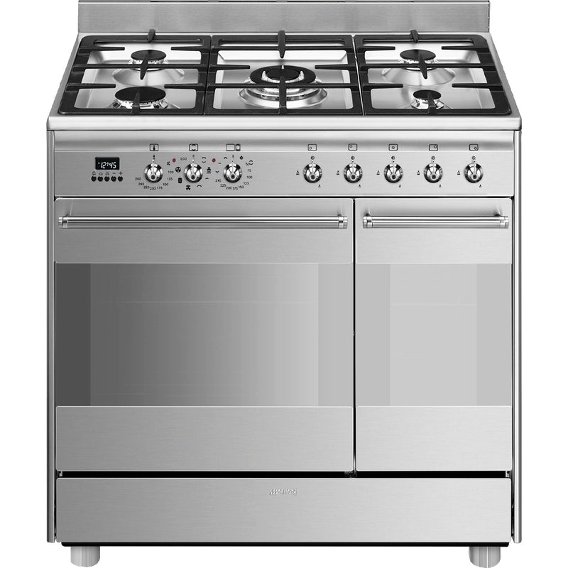 Smeg Concert Classic SCB92MX8 90cm Dual Fuel Range Cooker – Stainless Steel (A Rated)