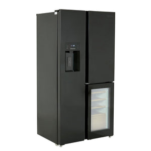 Tesla T530TDBG Black Plumbed American Fridge Freezer with Wine Storage