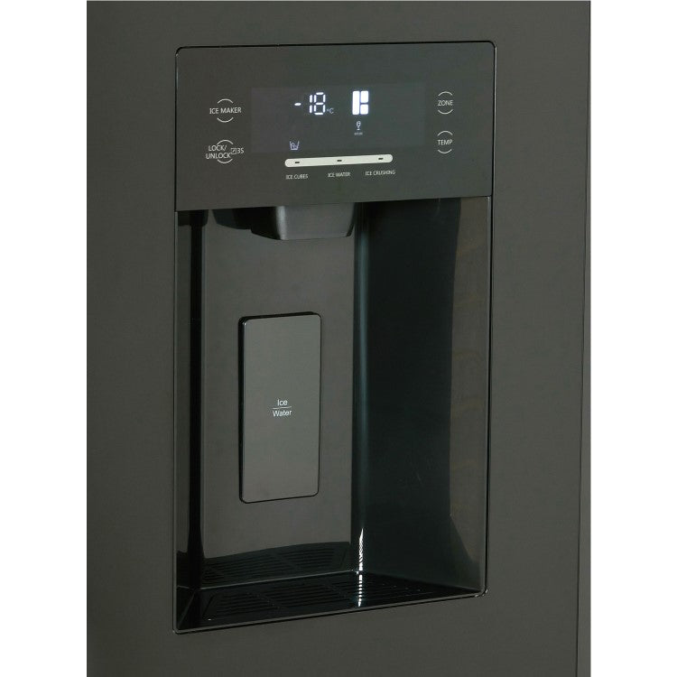 Tesla T530TDBG Black Plumbed American Fridge Freezer with Wine Storage