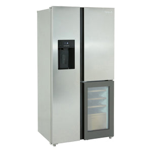 Tesla T530TDXG Inox Plumbed American Fridge Freezer with Wine Storage