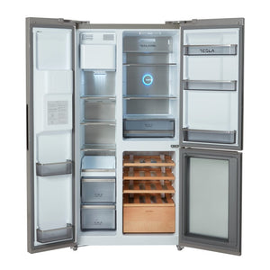 Tesla T530TDXG Inox Plumbed American Fridge Freezer with Wine Storage