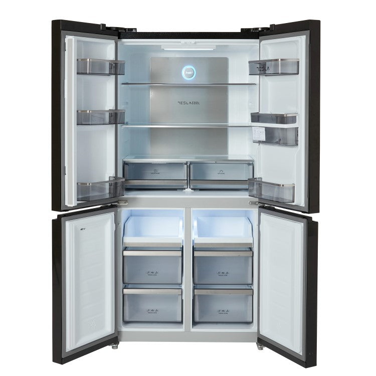 Tesla T560FDB Black Non Plumbed American Fridge Freezer